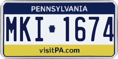 PA license plate MKI1674