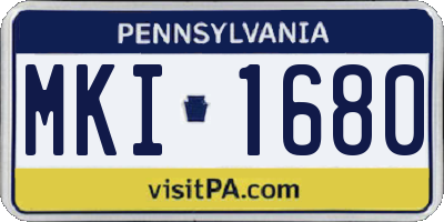 PA license plate MKI1680
