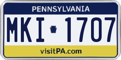 PA license plate MKI1707