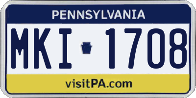 PA license plate MKI1708