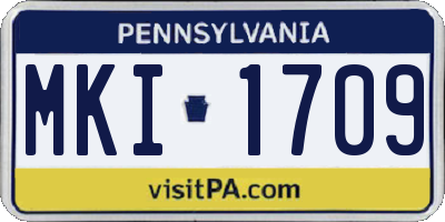 PA license plate MKI1709