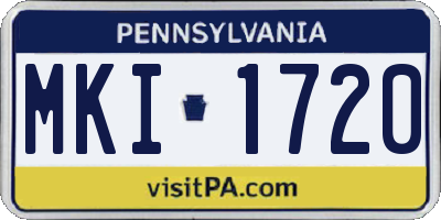PA license plate MKI1720