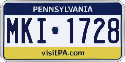 PA license plate MKI1728