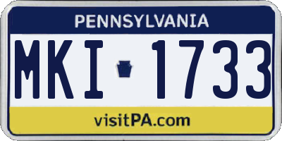 PA license plate MKI1733