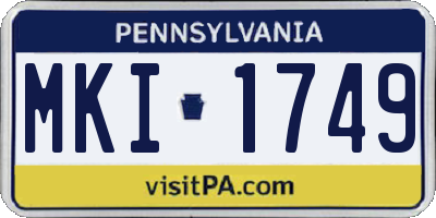 PA license plate MKI1749
