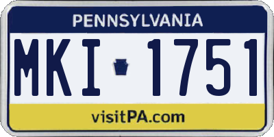 PA license plate MKI1751