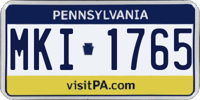 PA license plate MKI1765