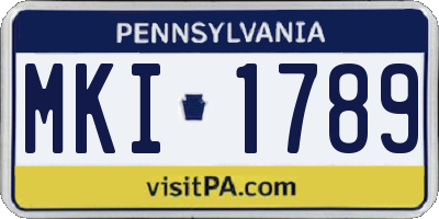 PA license plate MKI1789