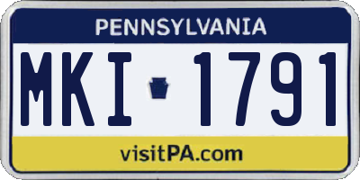 PA license plate MKI1791