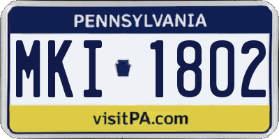 PA license plate MKI1802