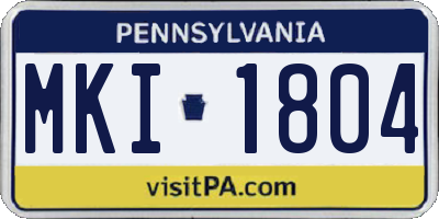 PA license plate MKI1804