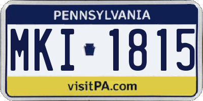 PA license plate MKI1815