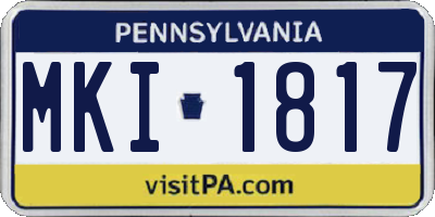 PA license plate MKI1817