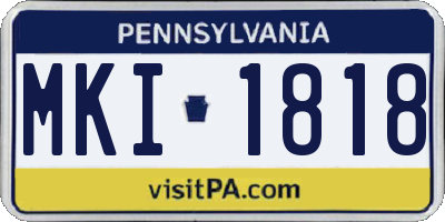 PA license plate MKI1818