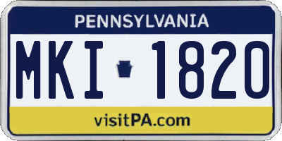 PA license plate MKI1820