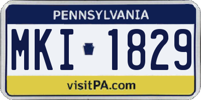 PA license plate MKI1829