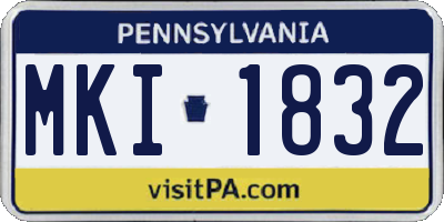 PA license plate MKI1832