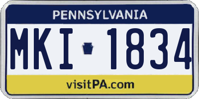PA license plate MKI1834