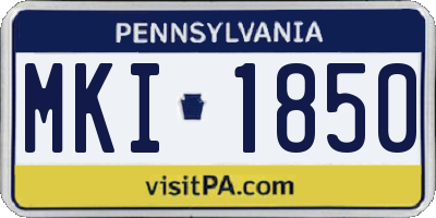 PA license plate MKI1850