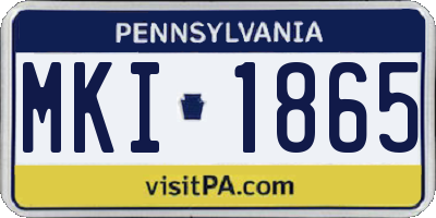 PA license plate MKI1865