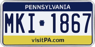 PA license plate MKI1867