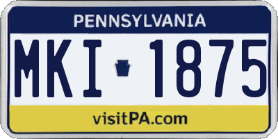 PA license plate MKI1875