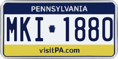 PA license plate MKI1880