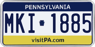 PA license plate MKI1885