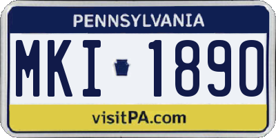 PA license plate MKI1890