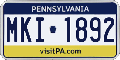 PA license plate MKI1892