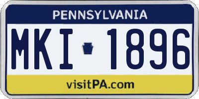 PA license plate MKI1896