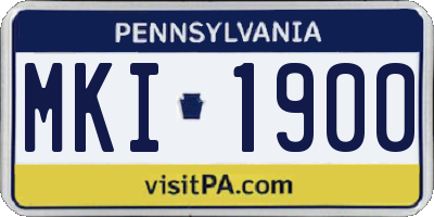 PA license plate MKI1900