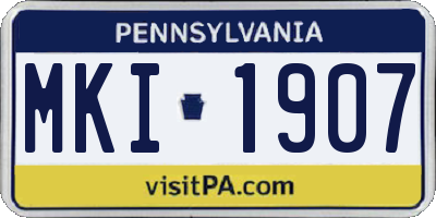 PA license plate MKI1907