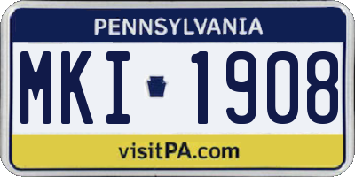 PA license plate MKI1908