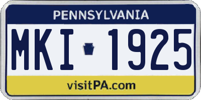 PA license plate MKI1925