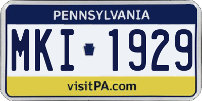 PA license plate MKI1929
