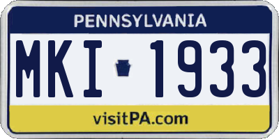 PA license plate MKI1933
