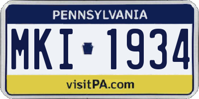 PA license plate MKI1934