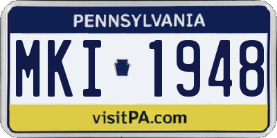 PA license plate MKI1948
