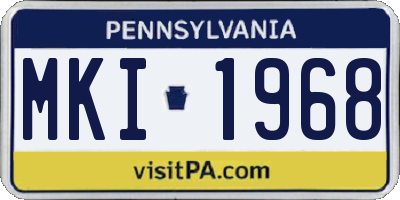 PA license plate MKI1968