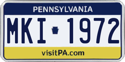 PA license plate MKI1972
