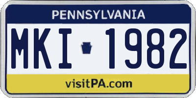 PA license plate MKI1982