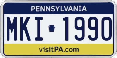 PA license plate MKI1990