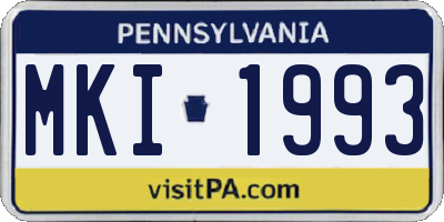 PA license plate MKI1993