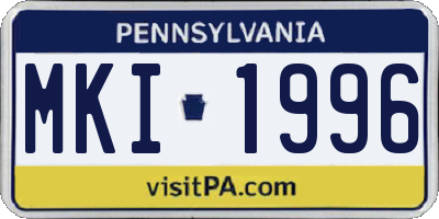 PA license plate MKI1996