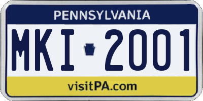 PA license plate MKI2001