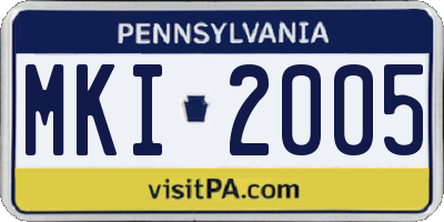 PA license plate MKI2005