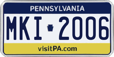 PA license plate MKI2006