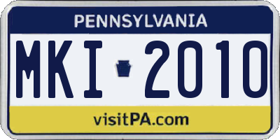 PA license plate MKI2010