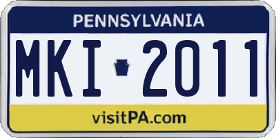 PA license plate MKI2011
